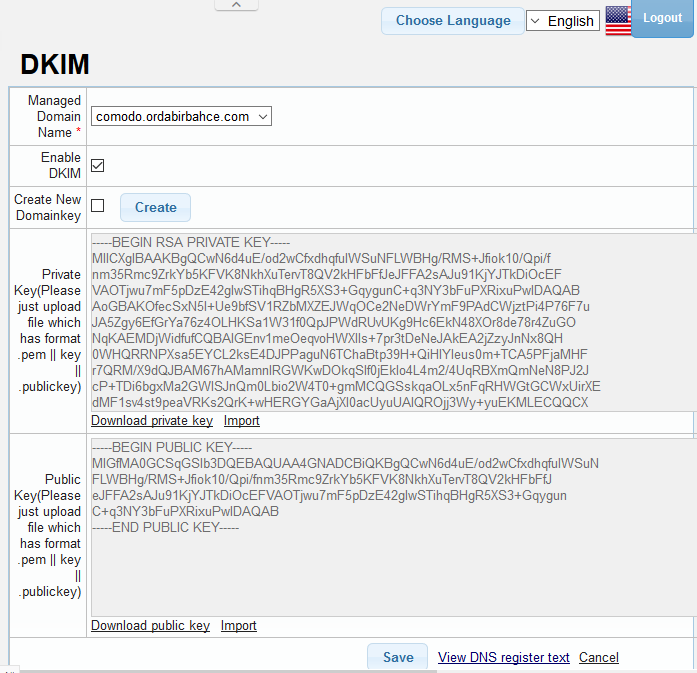 Настройка dkim exim centos